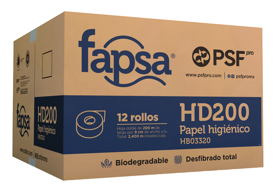 Papel Higienico Jumbo Jr 200 mts C/ 12 pzs HD200 Fapsa