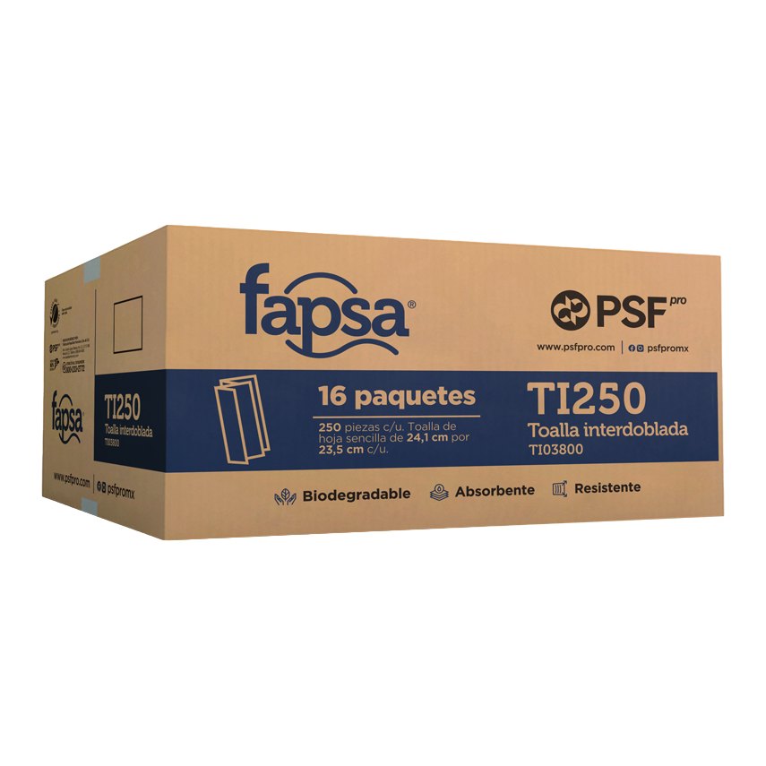 Toalla Interdoblada Blanca HS C/ 250 pzs C/ 16 pzs TI250 Fapsa