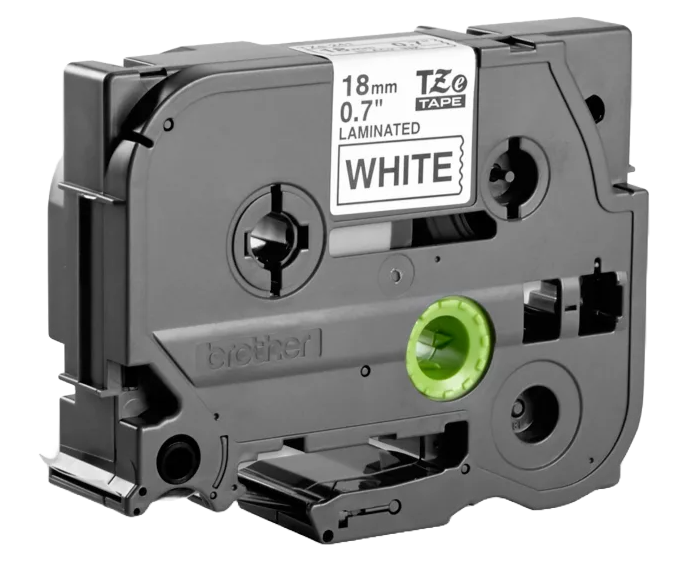 Cinta Etiqueta Laminada 18 x 8 mts Negro/Blanco Tze241 Brother