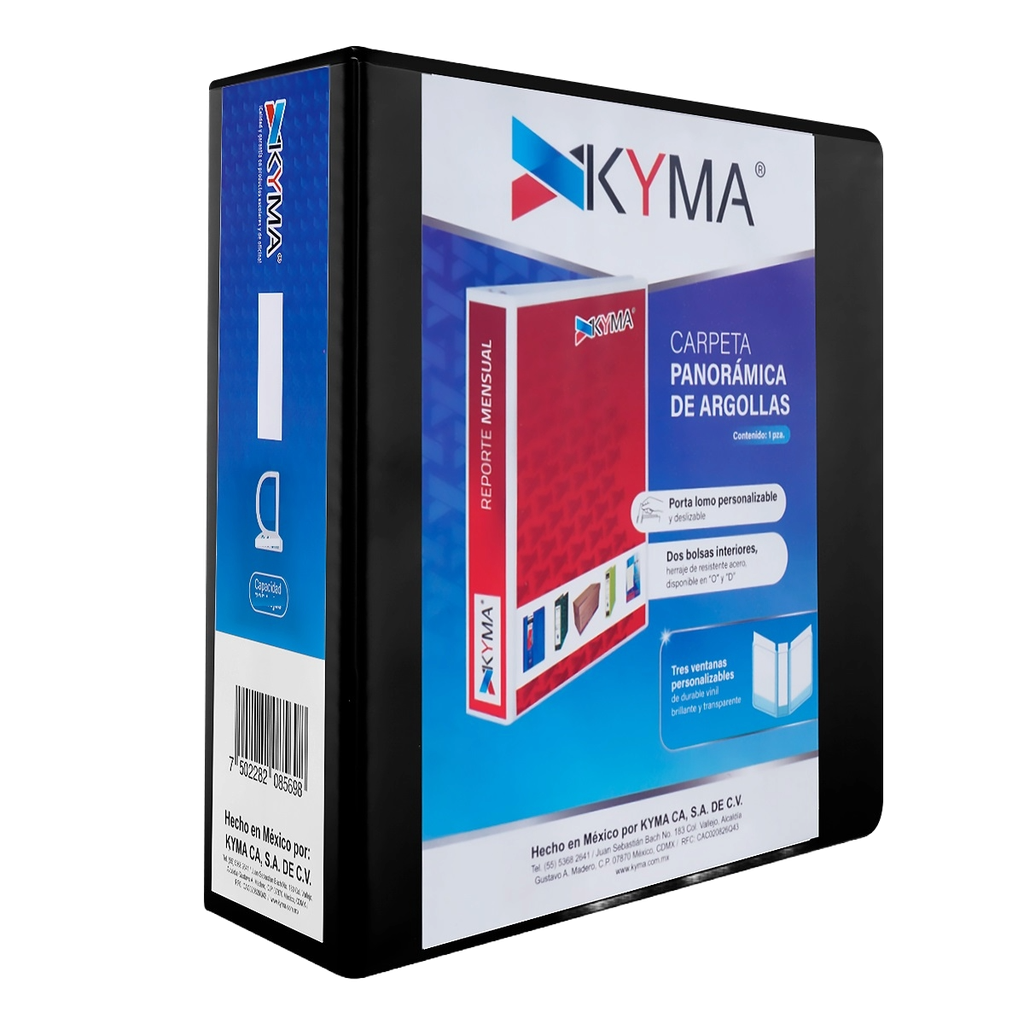 Carpeta Vinil "D" 5" Negra Kyma