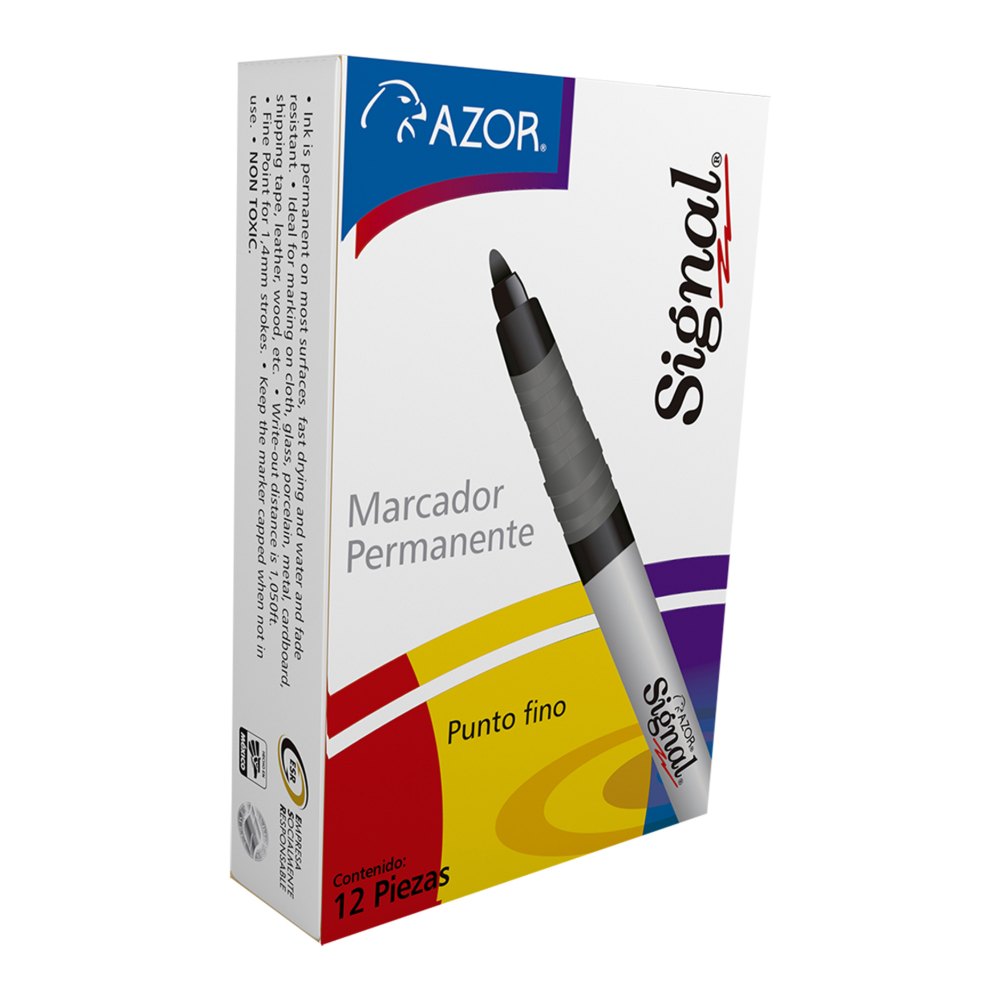 Marcador Signal P/ Fino Azul C/ 12 pzs Azor