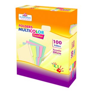 Folder Manila T/ Oficio Multicolor C/ 100 pzs Arpapel