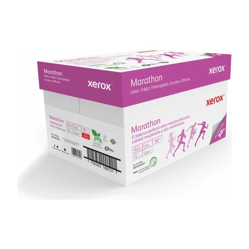 Papel Bond Xerox Marathon T/ Carta 99% Blancura 70 grs C/ 5,000 hjs