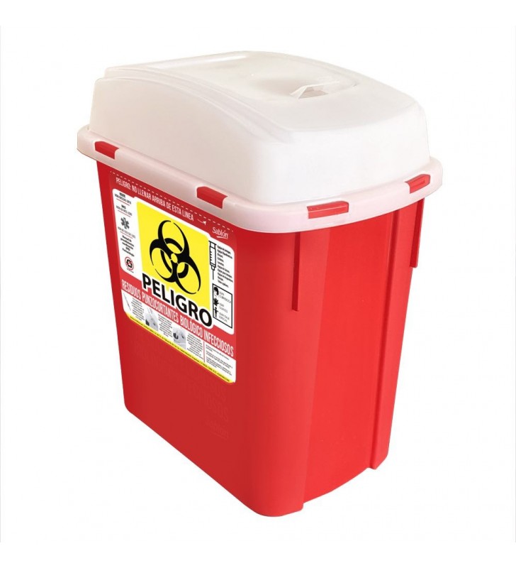 Cesto 4 Lts Residuos Punzocortantes Rojo Sablon