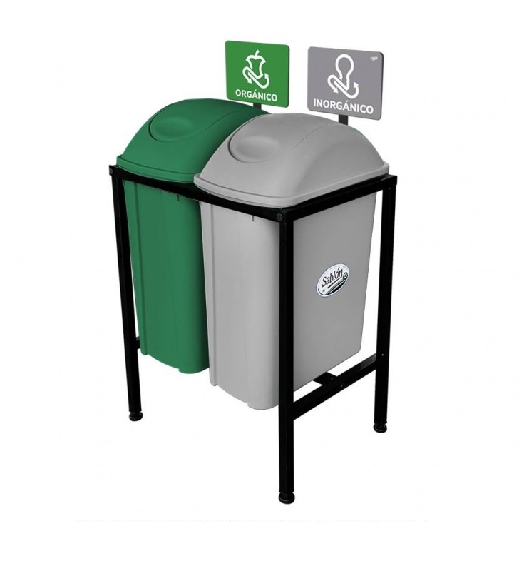 Centro Separacion Cesto Basura 2X42 Balancin Lateral Gris-Verde Sablon