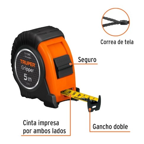 Flexometro Gripper 5 mts 15388 Truper