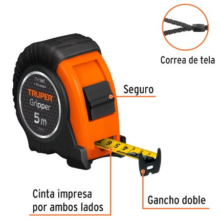 Flexometro Gripper 5 mts 15388 Truper