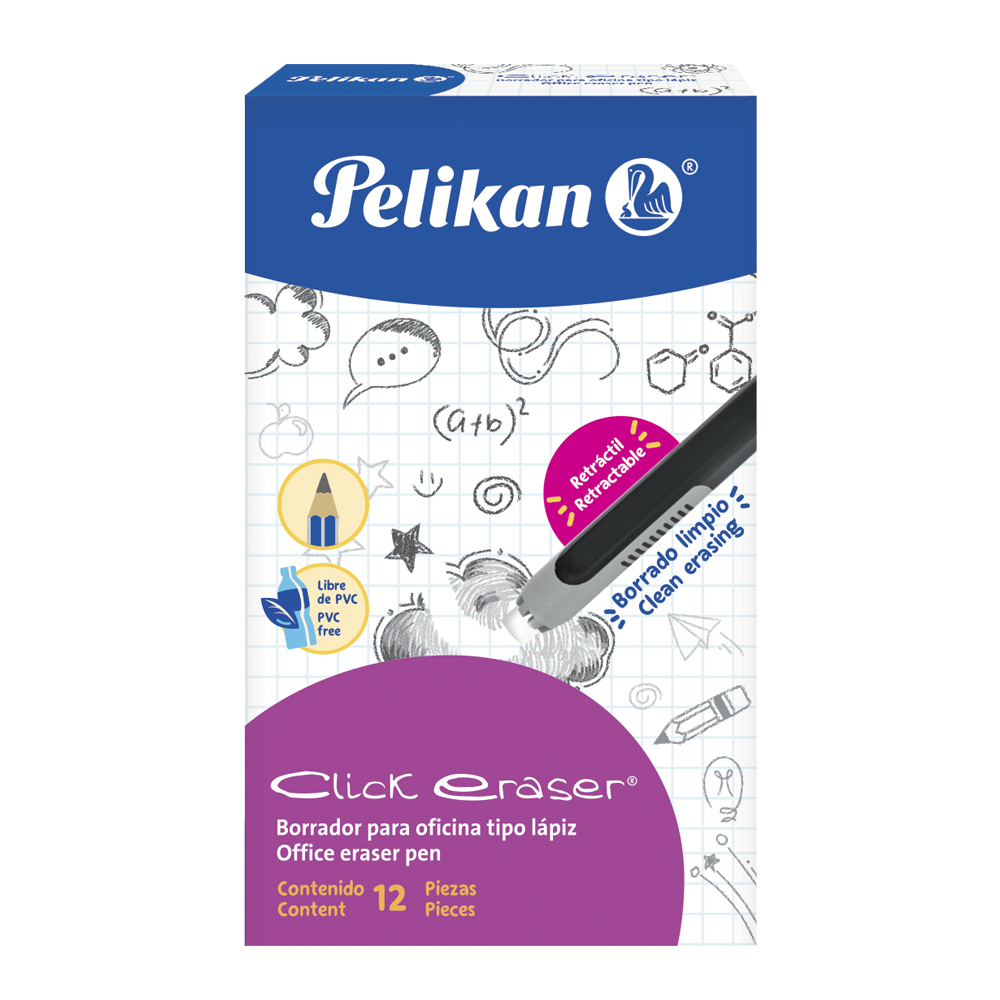 Borrador T/ Lapiz Click Eraser C/ 12 pzs Pelikan 