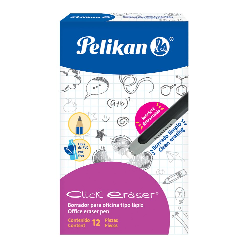 Borrador T/ Lapiz Click Eraser C/ 12 pzs Pelikan