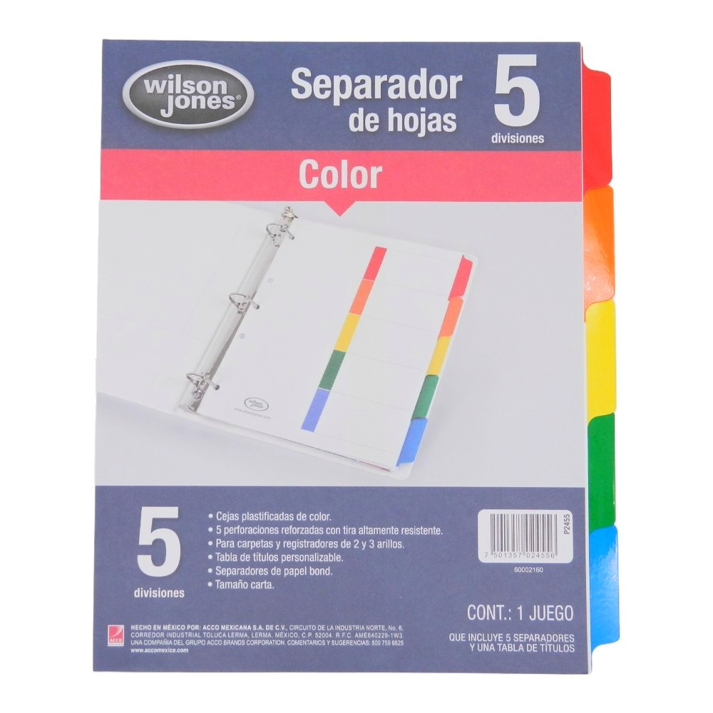Separador Multidex C/ 5 S/ Numero Acco