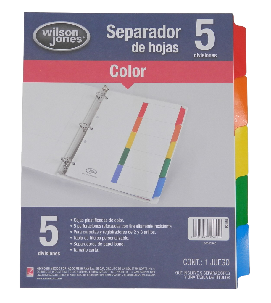 Separador Multidex C/ 5 S/ Numero Acco