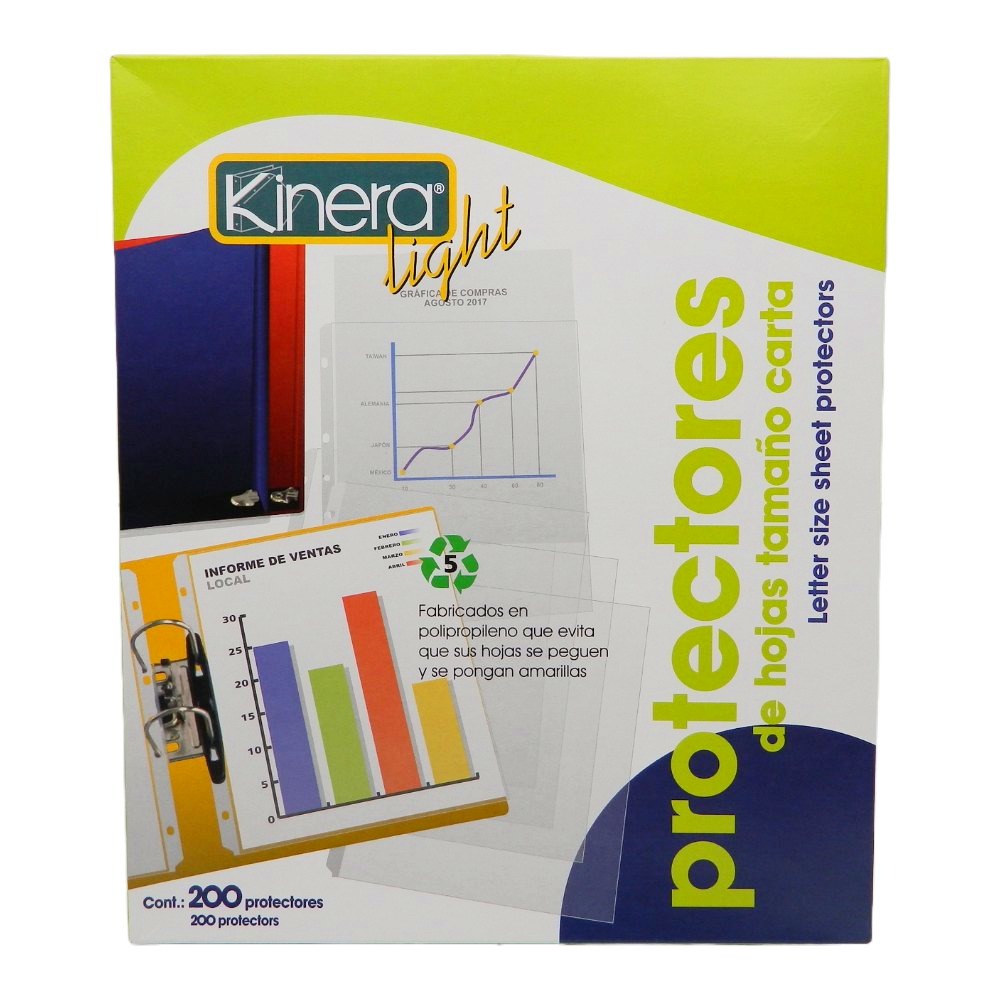 Protector de Hojas Kinera Light T/ Carta C/ 200 pzs Azor