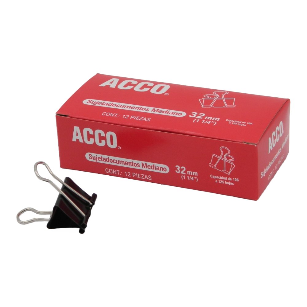 Binder Clip Mediano 32 mm 1 1/4" C/ 12 pzs Acco