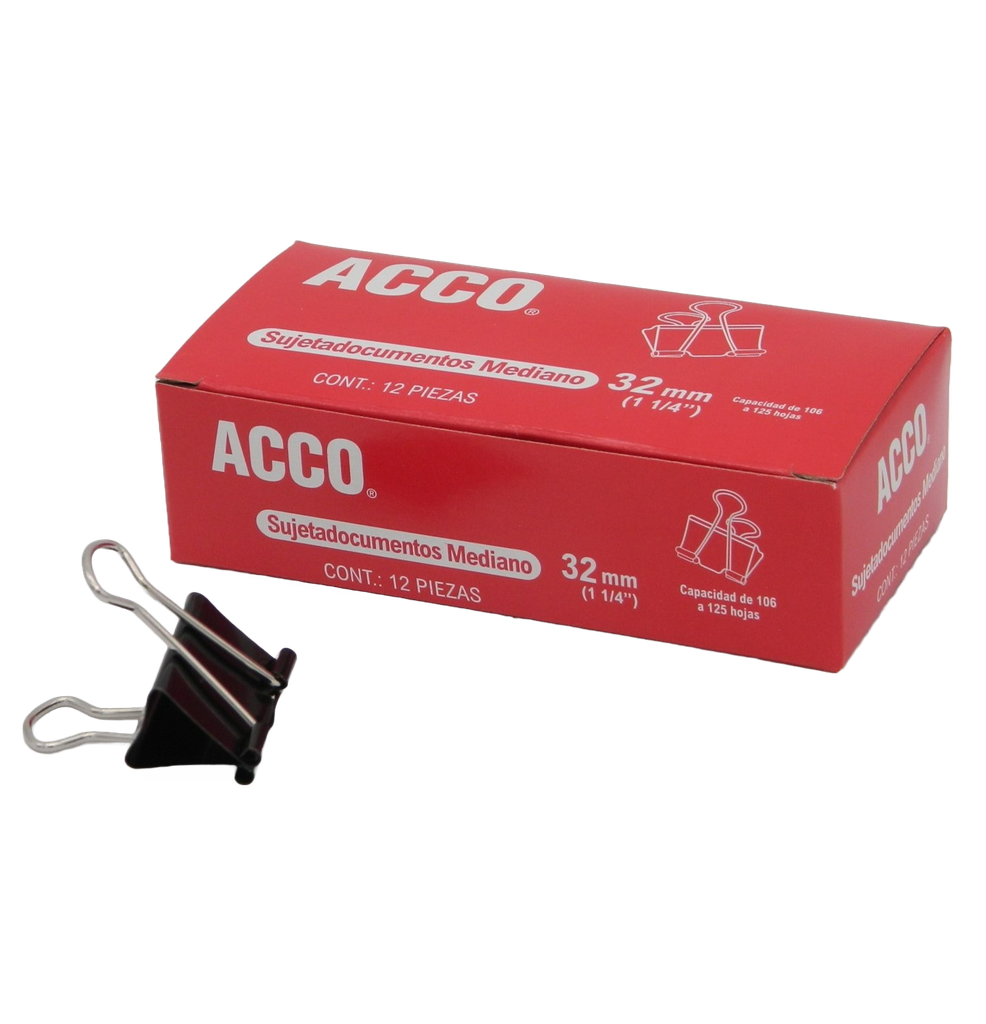 Binder Clip Mediano 32 mm 1 1/4" C/ 12 pzs Acco