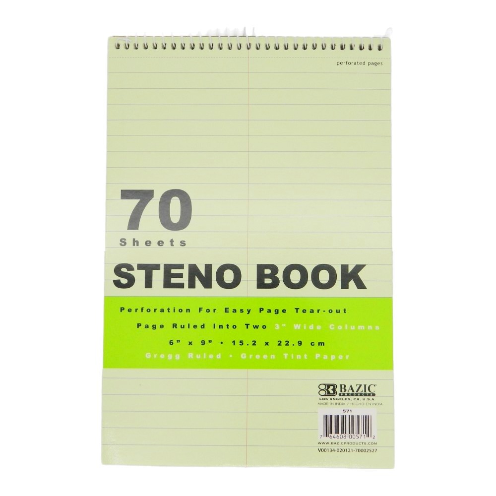 Libreta Taquigrafia Verde C/ 70 hjs Bazic