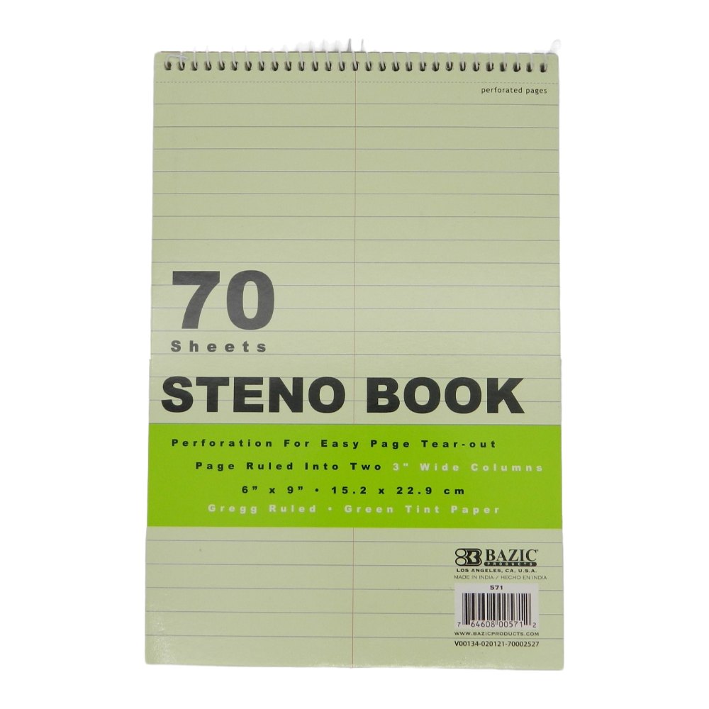Libreta Taquigrafia Verde C/ 70 hjs Bazic