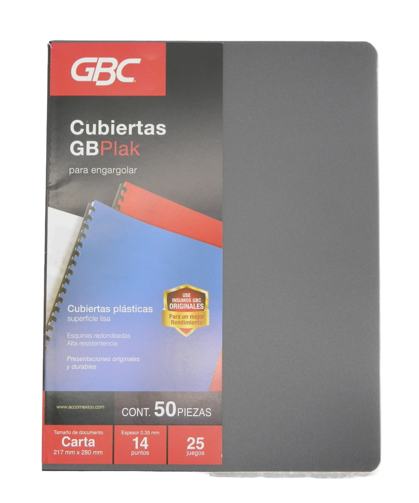 Cubierta T/ Carta Gbplak Liso Humo C/ 50 pzs Gbc