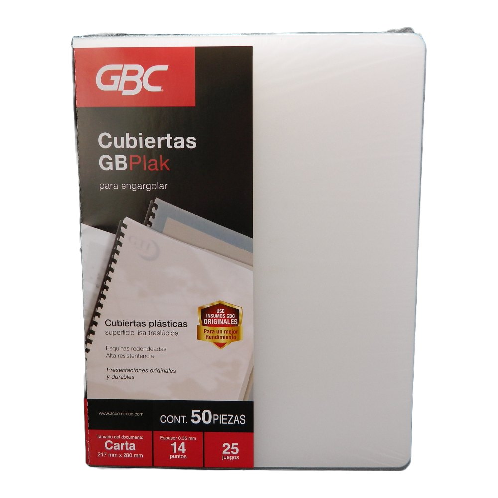 Cubierta T/ Carta Gbplak Liso Transparente C/ 50 pzs Gbc