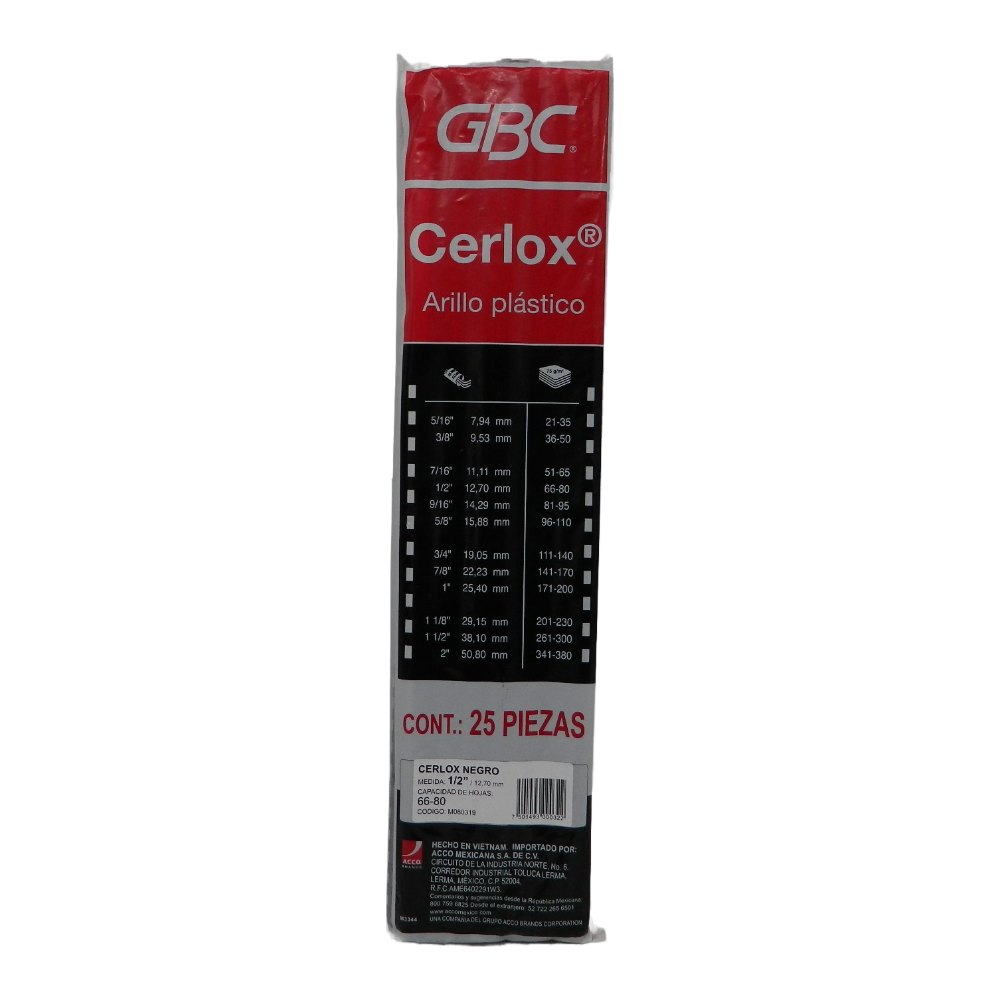 Arillo Plastico 1/2" Negro C/ 25 pzs Gbc