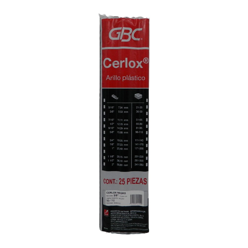 Arillo Plastico 5/8" Negro C/ 25 pzs Gbc