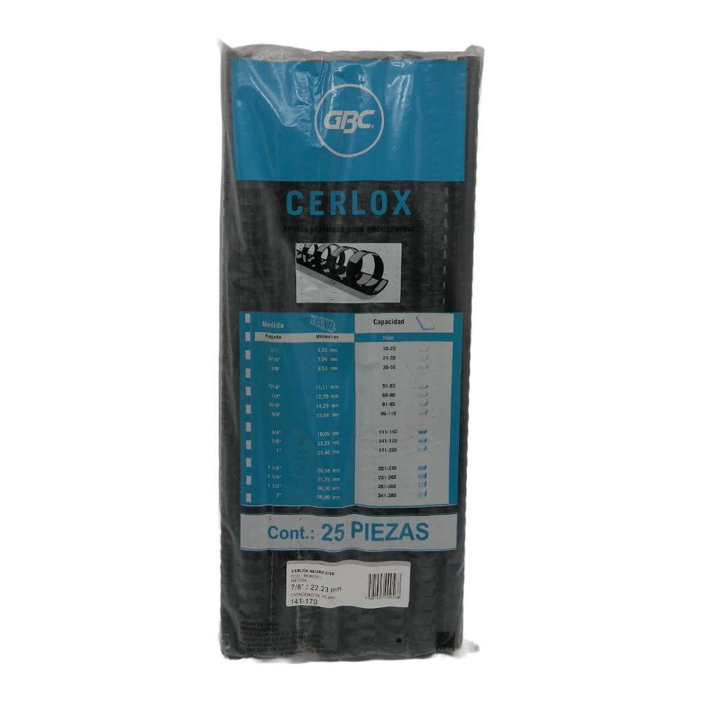 Arillo Plastico 7/8" Negro C/ 25 pzs Gbc