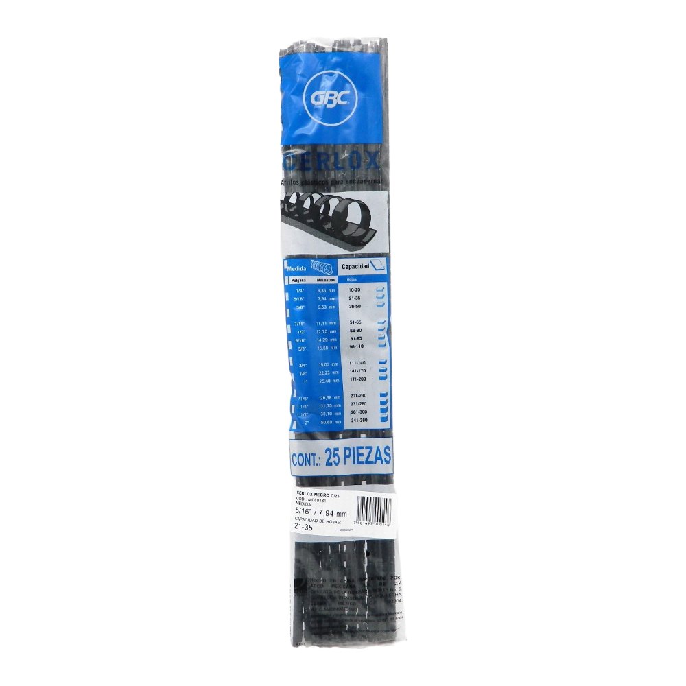 Arillo Plastico 5/16" Negro C/ 25 pzs Gbc