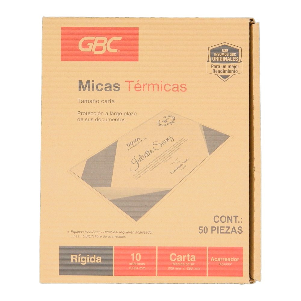 Mica Termica T/ Carta 10 Mil C/ 50 pzs Gbc
