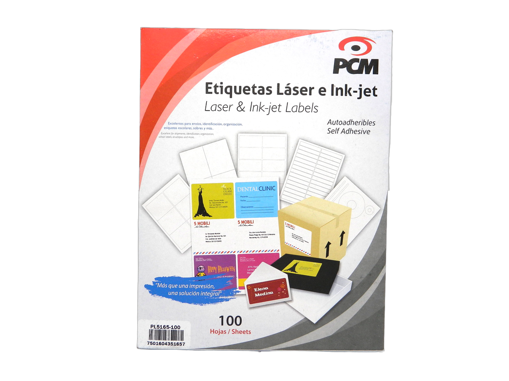 Etiqueta Laser Blanca T/ Carta C/ 100 hjs Pcm