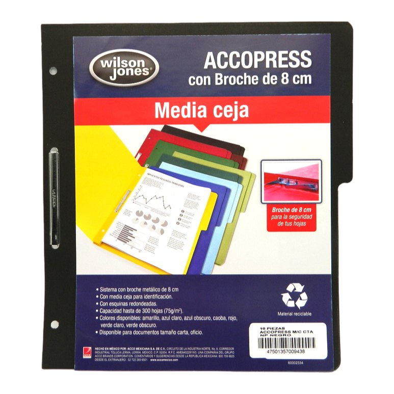 Folder Accopress C/ Broche T/ Carta Negro C/ 10 pzs Acco