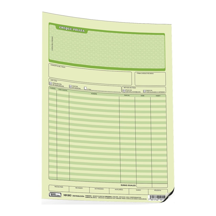 Poliza Cheque T/ Carta C/ Carbon C/ 20 juegos Printaform