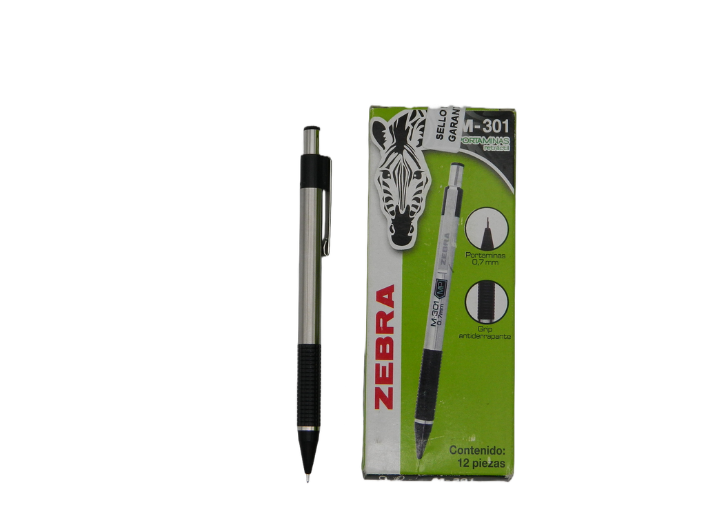 Lapicero Metalico 0.7 mm Negro C/ 12 pzs M-301 Zebra
