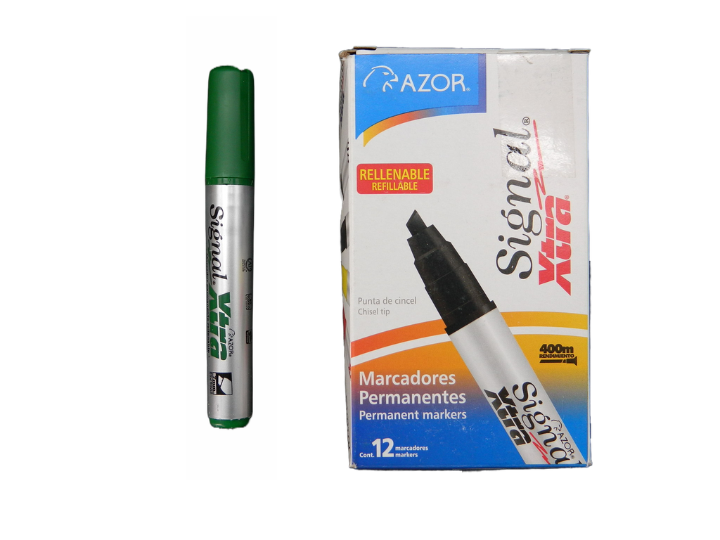 Marcador Signal Xtra P/ Extra Fino Verde C/ 12 pzs Azor