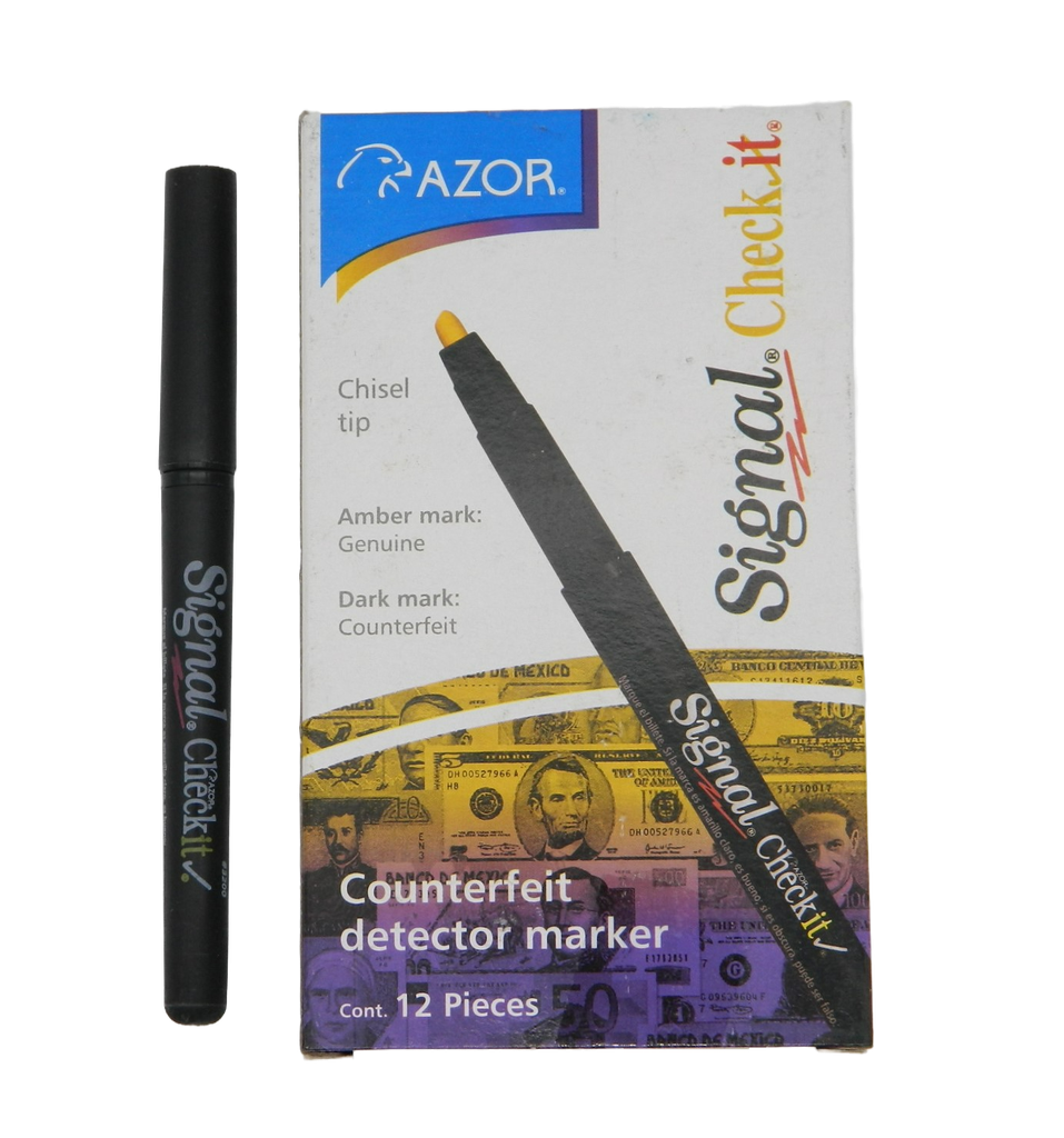 Plumon Check it P/ Billetes C/ 12 pzs Azor