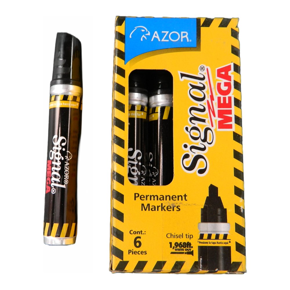 Marcador Signal Mega Negro C/ 6 pzs Azor