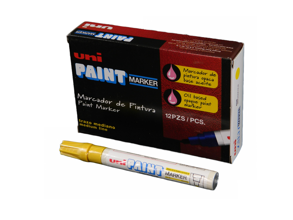 Marcador Permanente Uni Paint PX-20 Amarillo C/ 12 pzs Azor