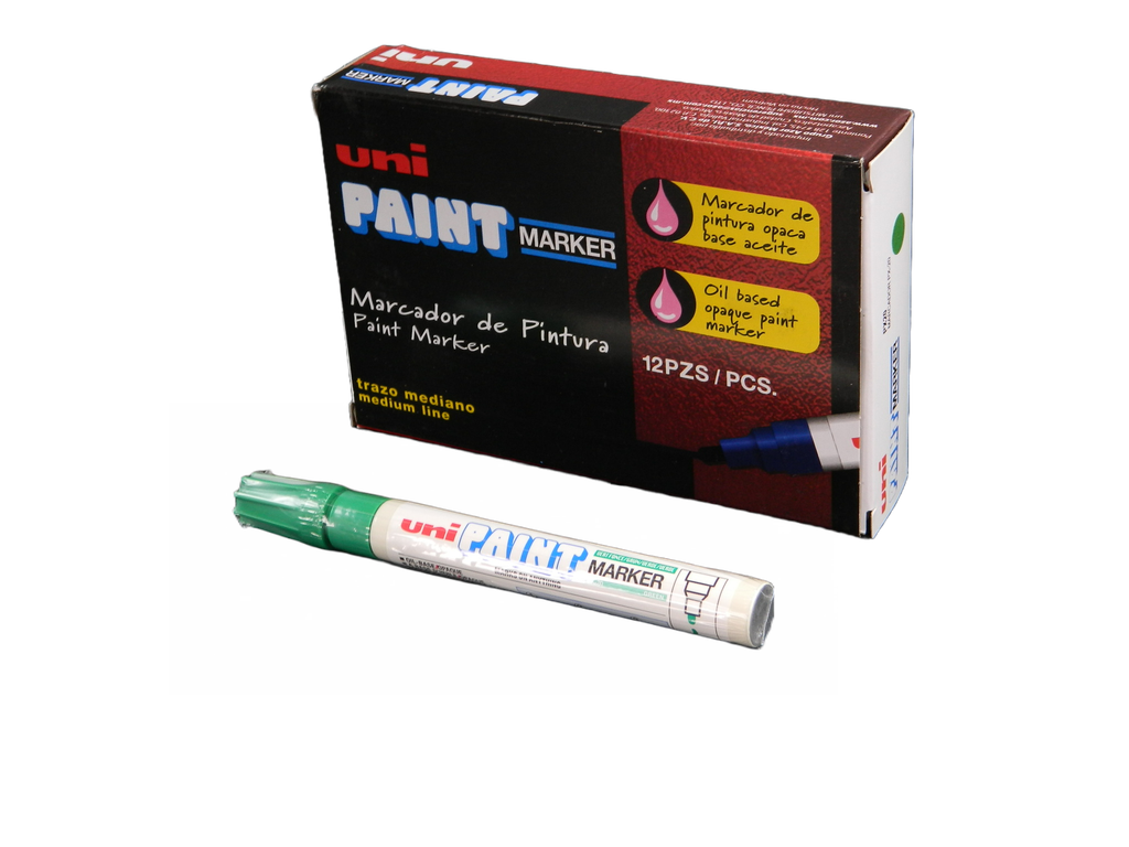 Marcador Permanente Uni Paint PX-20 Verde C/ 12 pzs Azor