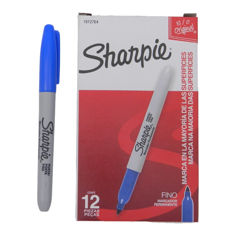 Marcador Sharpie P/ Fino Azul C/ 12 pzs Newell
