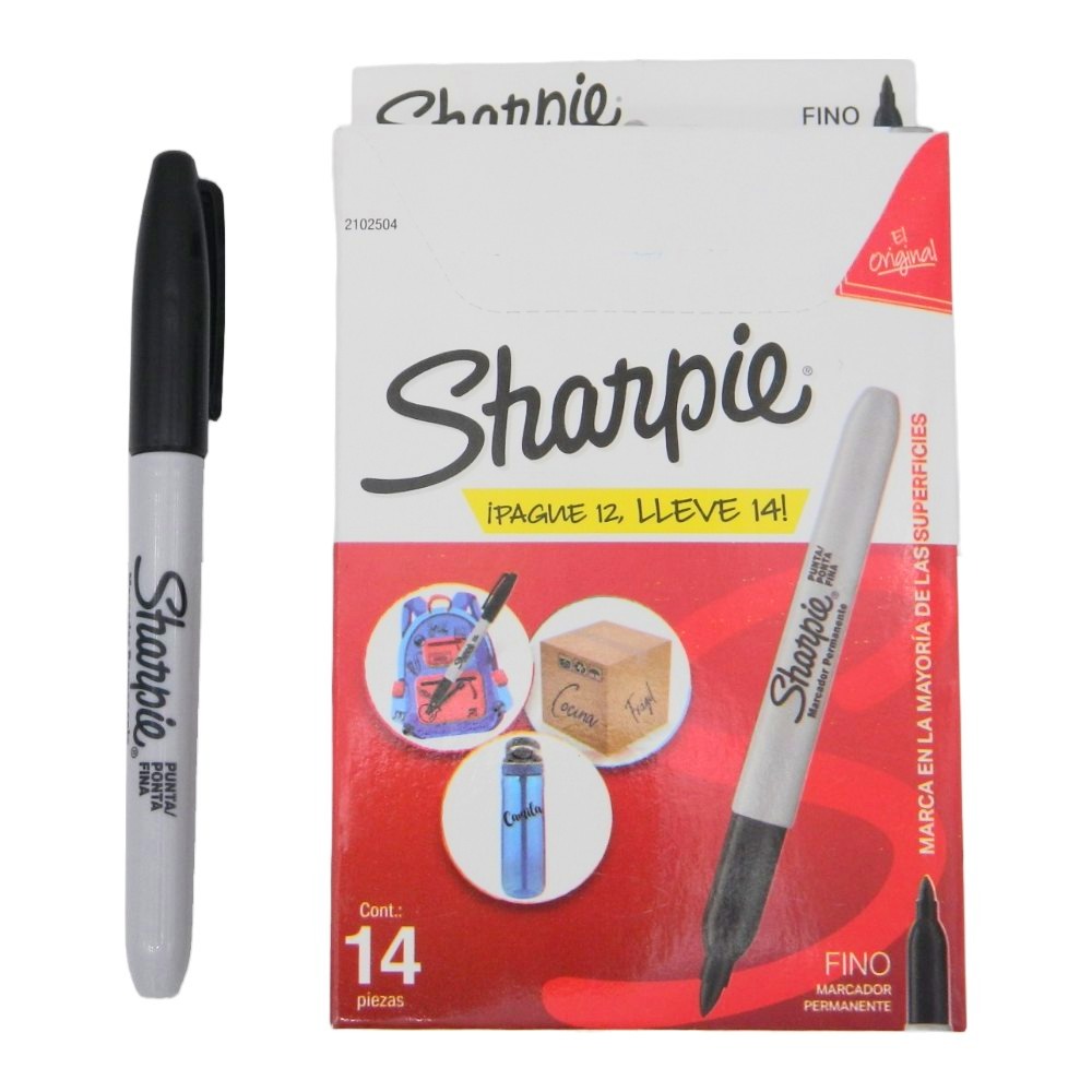 Marcador Sharpie P/ Fino Negro C/ 12 pzs Newell