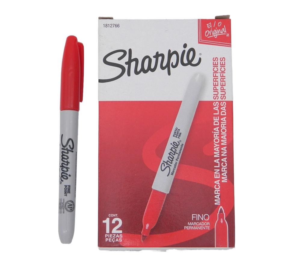 Marcador Sharpie P/ Fino Rojo C/ 12 pzs Newell