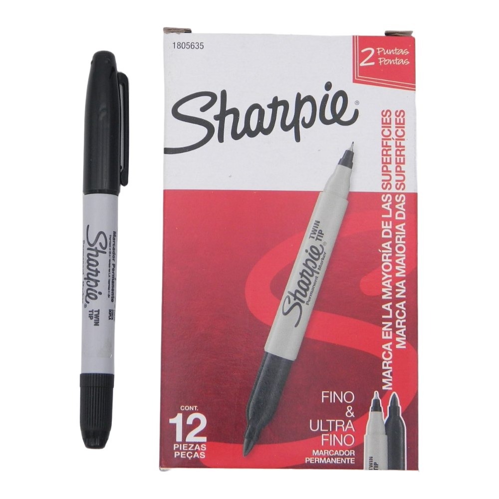 Marcador Sharpie Twin Tip Negro C/ 12 pzs Newell