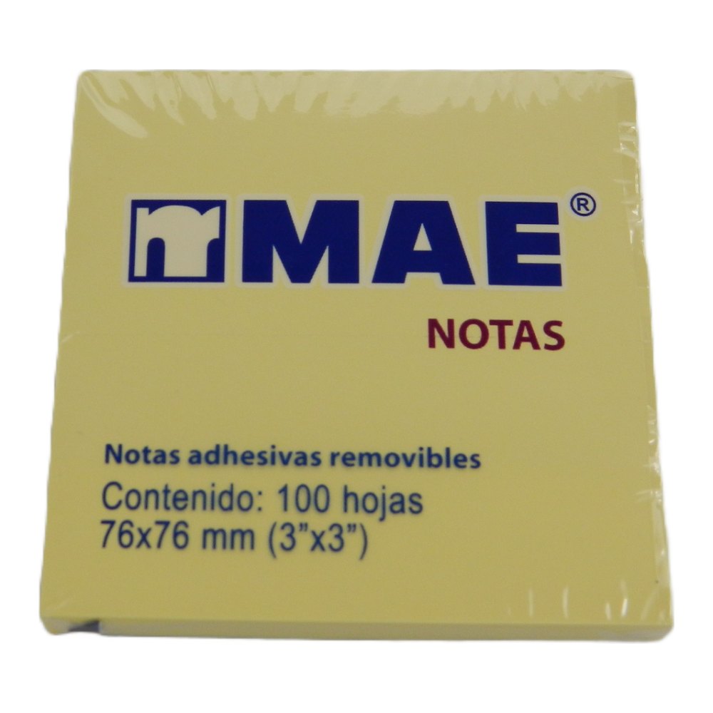 Notas Adhesivas 3 x 3 Amarillo C/ 100 pzs Mae