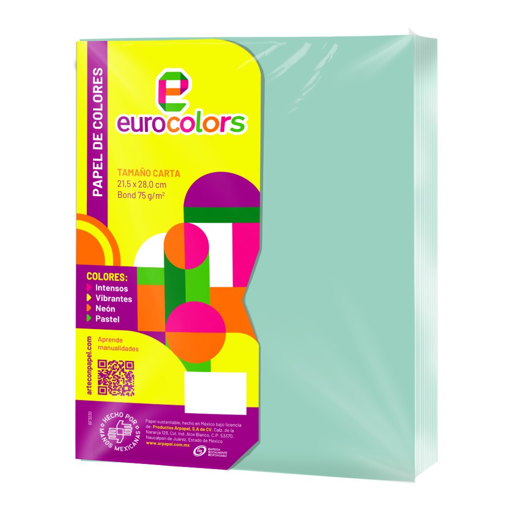 Papel Eurocolor T/ Carta Azul Pastel C/ 100 pzs Arpapel