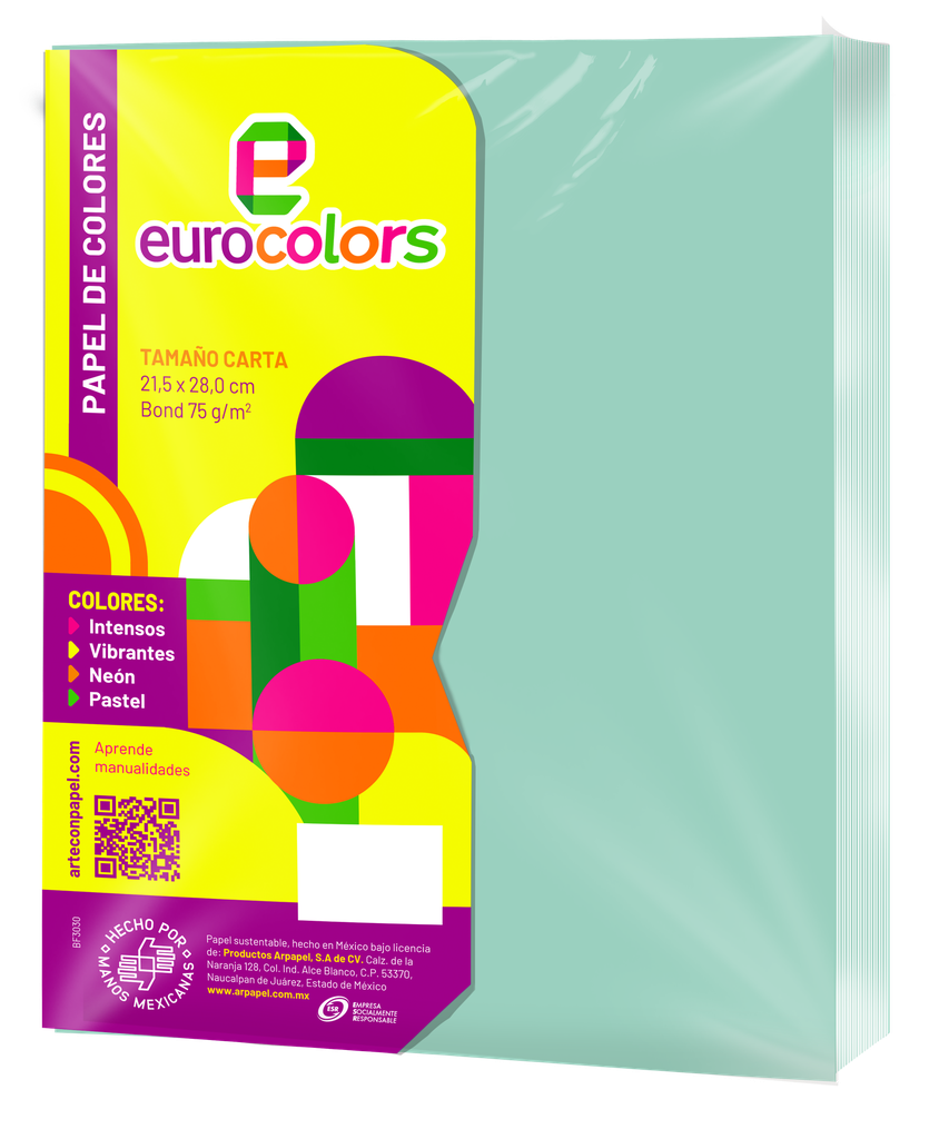 Papel Eurocolor T/ Carta Azul Pastel C/ 100 pzs Arpapel