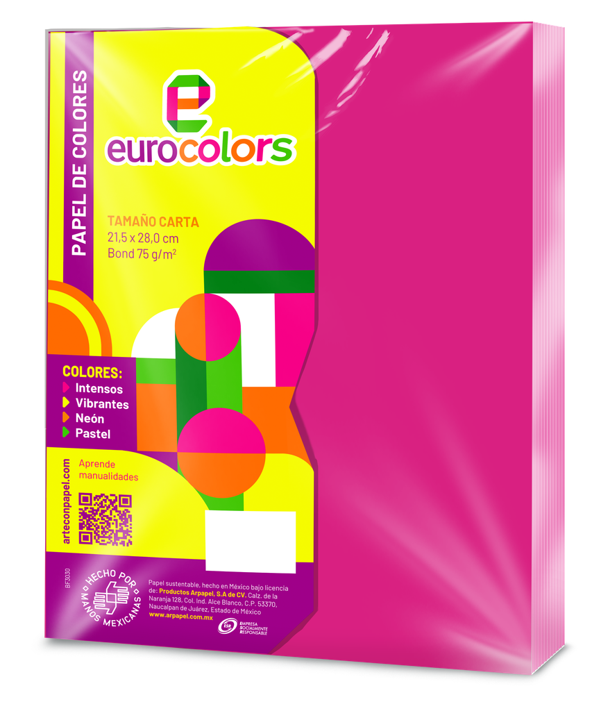 Papel Eurocolor T/ Carta Rosa Vibrante C/ 100 pzs Arpapel