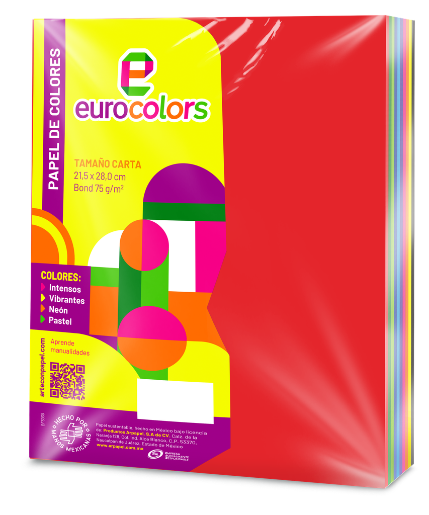 Papel Eurocolor T/ Carta Surtido Arcoiris C/ 250 pzs Arpapel