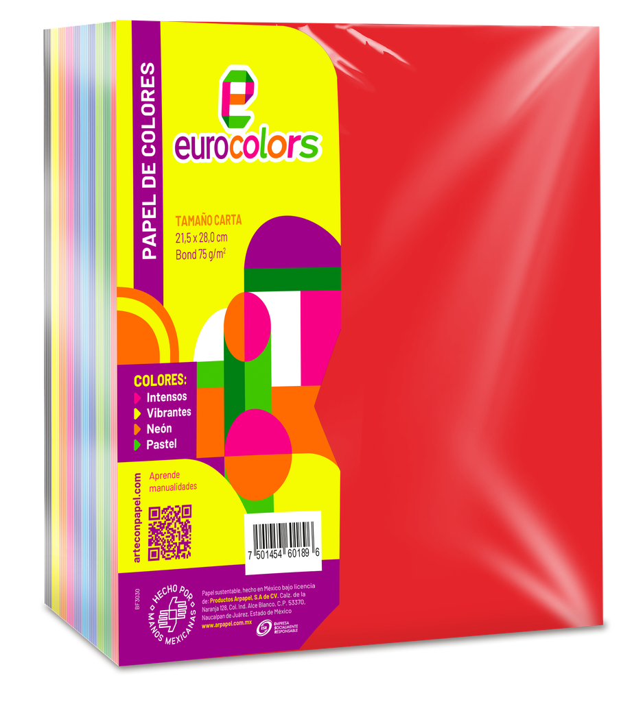 Papel Eurocolor T/ Carta Surtido Arcoiris C/ 500 pzs Arpapel