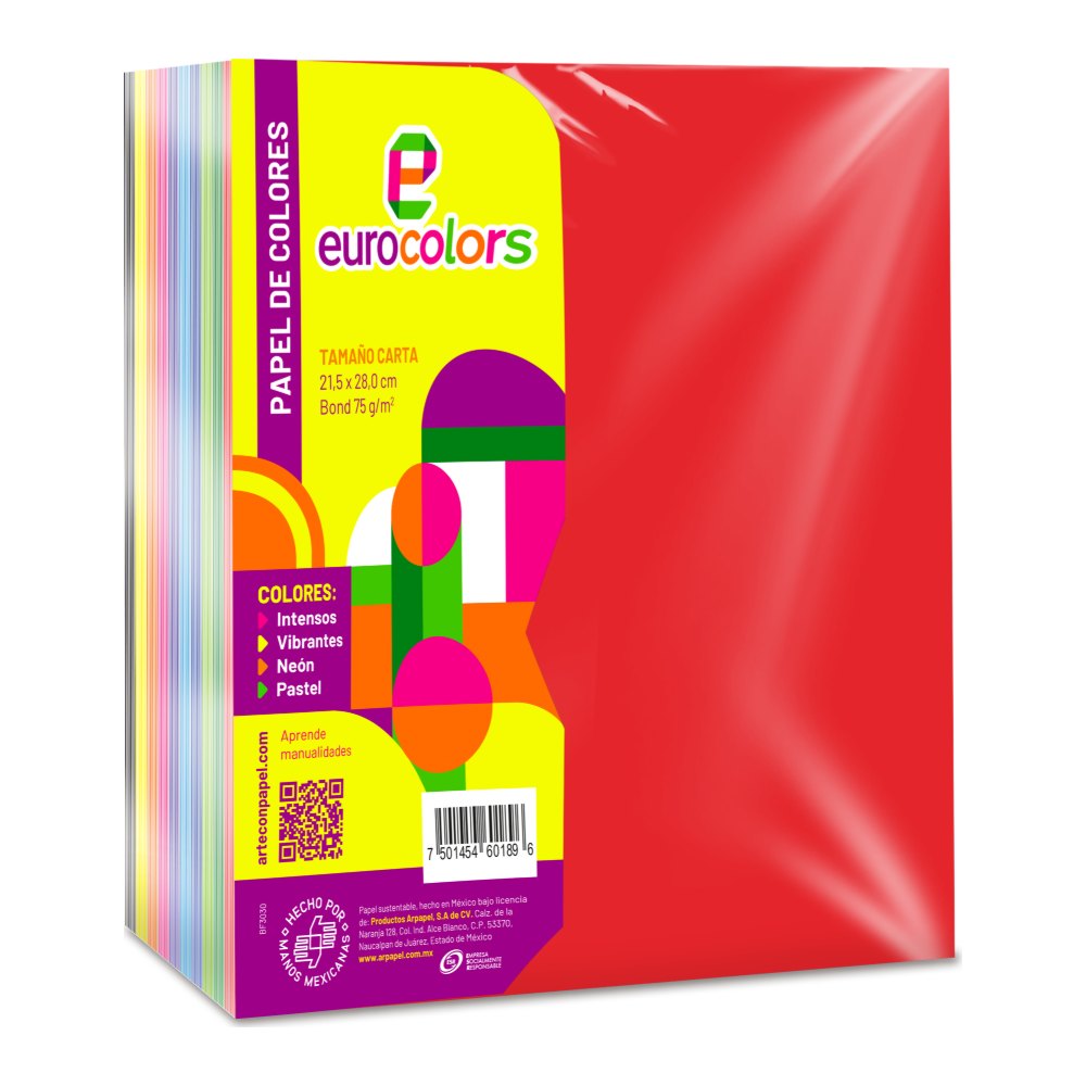 Papel Eurocolor T/ Carta Surtido Arcoiris C/ 500 pzs Arpapel