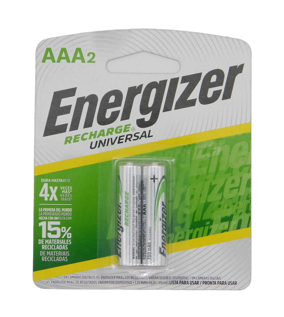 Pila Energizer Recargable AAA C/ 2 pzs
