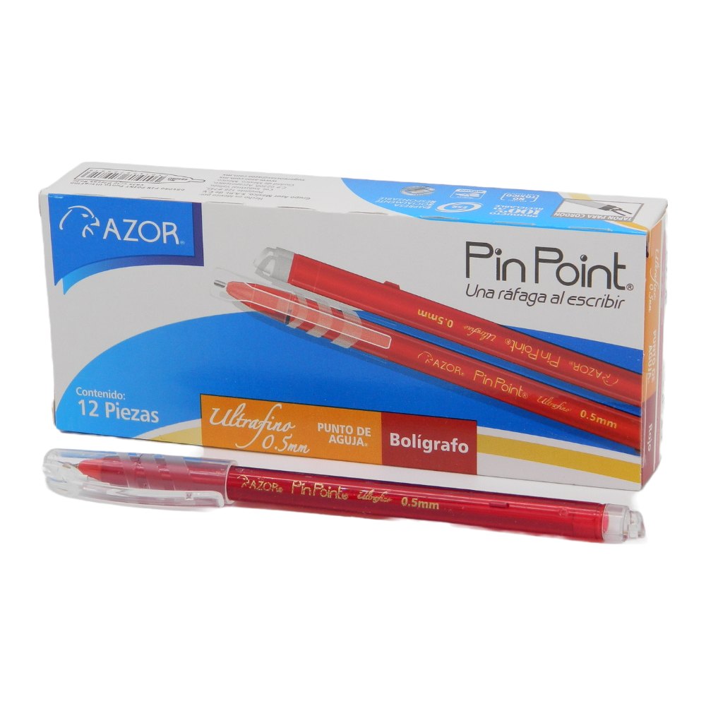 Pluma PinPoint 0.5 mm P/ Ultrafino Rojo C/ 12 pzs Azor