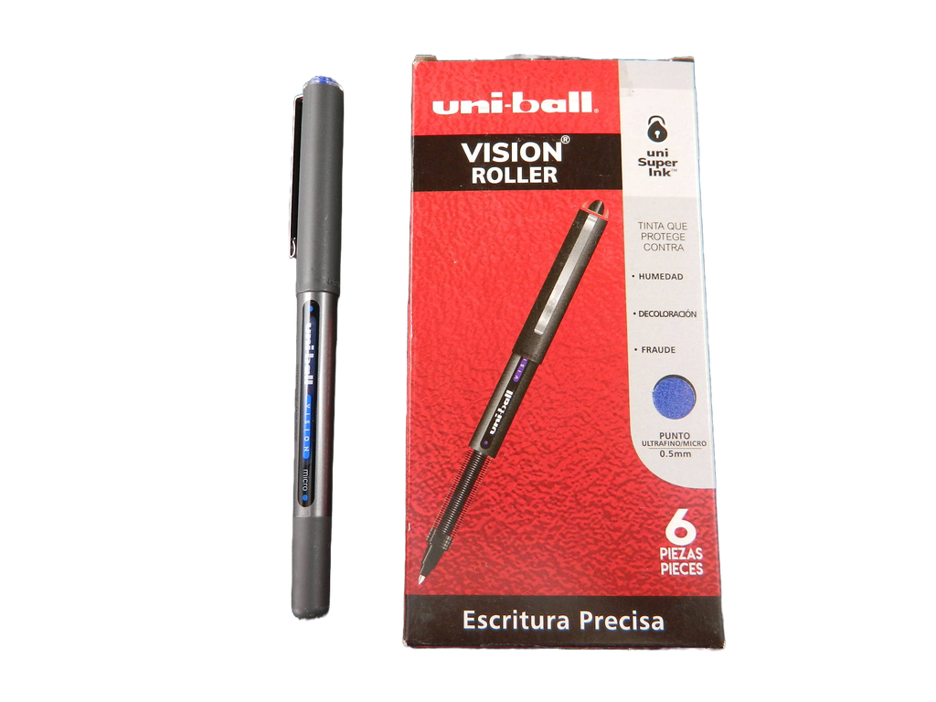 Pluma Uniball 0.5 mm P/ Ultrafino Azul Vision C/ 6 pzs UB-150 Azor